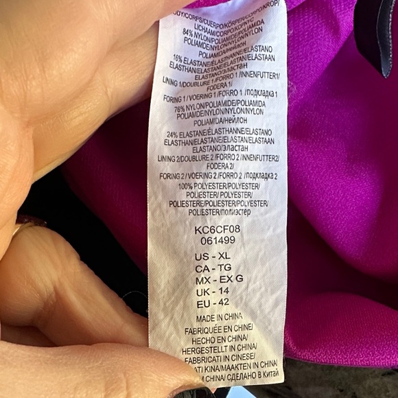 Kenneth Cole New York Magenta and Black One-Piece Swimsuit XL - Picture 9 of 11